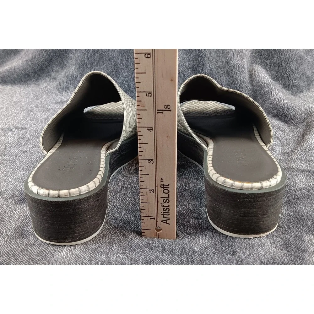 Vince Platform Slide Sandals Snakeskin Embossed Leather Wedge Mules‎ Women 8.5